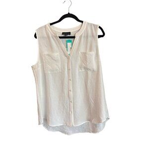 Fortune + Ivy Kai Sleeveless Button Front Blouse Off-White XL Stitch Fix NWT